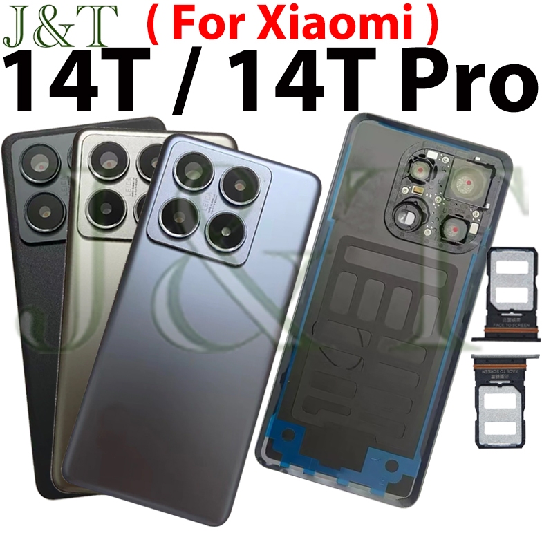 แบตเตอรี่ฝาหลังสําหรับ Xiaomi 14T Pro / MI14T Pro กระจกประตูกรณีเปลี่ยนพร้อมกรอบกล้องเลนส์ถาดซิม