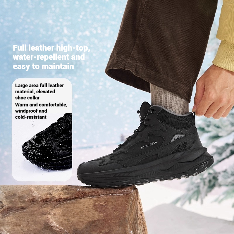 361 Degrees ChuanYe รองเท้าผ้าใบหุ้มข้อสูงแบบหนาอุ่นสำหรับผู้ชาย รองเท้าลำลองกันน้ำและไม่ลื่น 672546702A - รูปที่ 2
