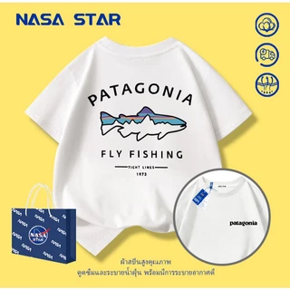 【จัดส่งทันที×ถึงใน 2 วัน】เสื้อยืดเด็ก NASA สีดำ ผ้าฝ้ายระบายอากาศดี ลายฉลามมินิมอล สำหรับเด็กอายุ 1-14 ปี