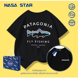 【จัดส่งทันที×ถึงใน 2 วัน】เสื้อยืดเด็ก NASA สีดำ ผ้าฝ้ายระบายอากาศดี ลายฉลามมินิมอล สำหรับเด็กอายุ 1-14 ปี
