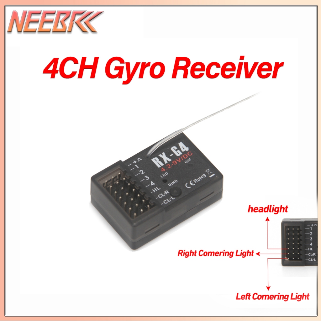 NEEBRC RX-G4 4CH 2.4G Gyro Light Control Receiver สําหรับ RC รถ Crawler MN78 MN99S MN82 MN128 MN168 