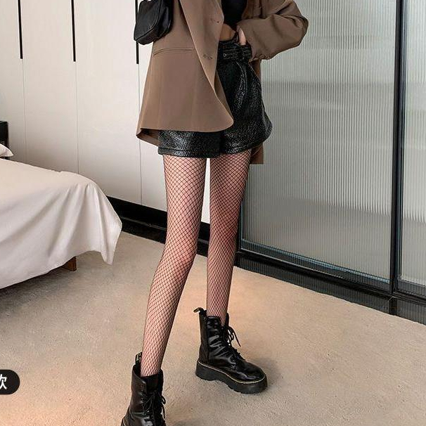 สตรีเอวสูงลายเก๋ Fishnet Tights Suspenders Pantyhose ถุงน่องสูงสีดำ - รูปที่ 2