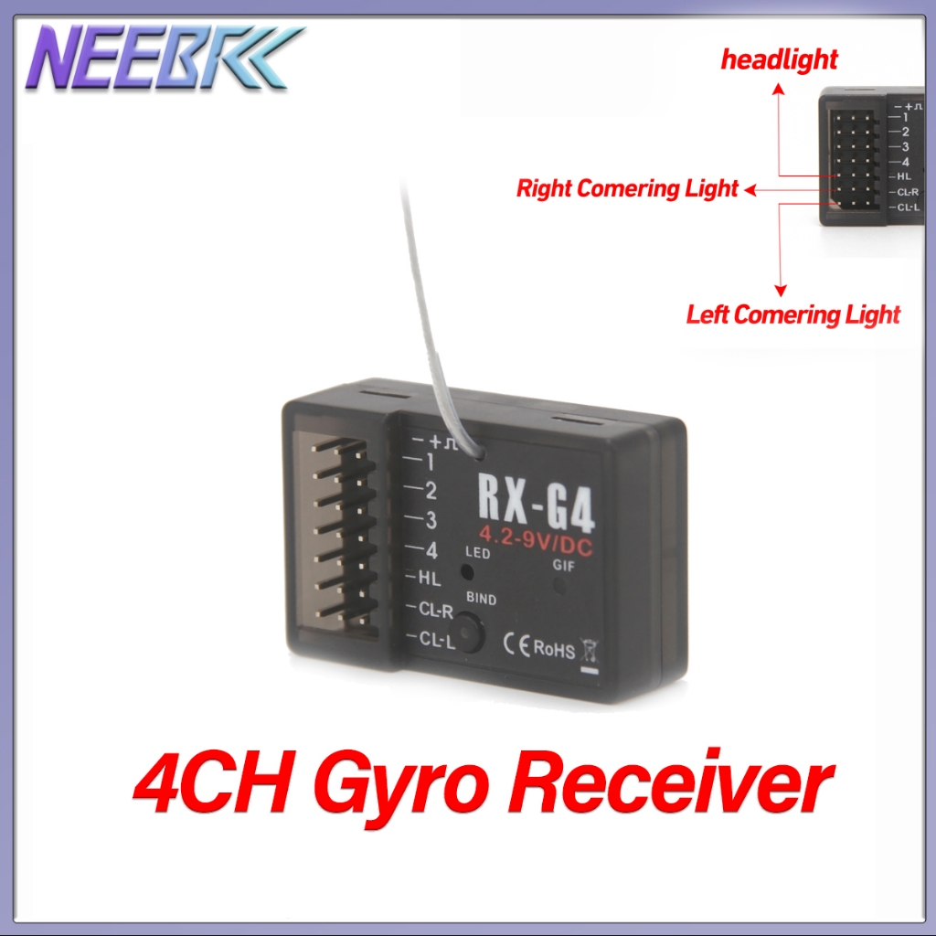 NEEBRC RX-G4 4CH 2.4G Gyro Light Control Receiver สําหรับ RC รถ Crawler MN78 MN99S MN82 MN128 MN168 