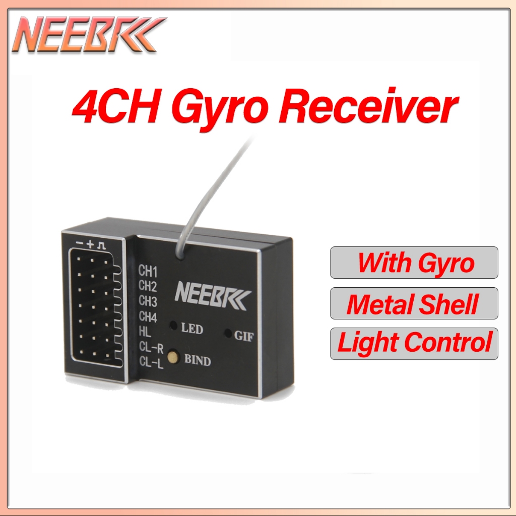NEEBRC RX-G4 4CH 2.4G Gyro Receiver เปลือกโลหะ Light Control Receiver สําหรับ RC รถ Crawler MN78 MN9