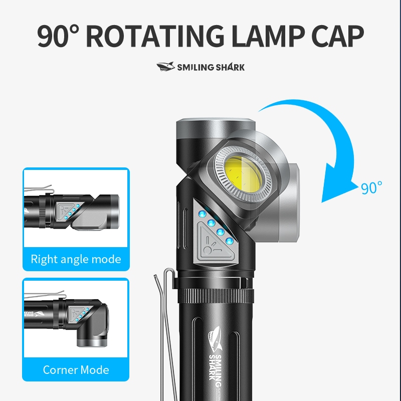 SmilingShark SD5420 ไฟฉาย led แบบพกพา แม่เหล็ก ด้วย ฝาปิดหลอดไฟหมุนได้ 90° การออกแบบคลิป ไฟหน้า แสงสีขาว/สีแดง คบเพลิง 10โหมด Type-C ชาร์จใหม่ได้ การออกแบบ กันน้ำสำหรับการตั้งแคมป์ ราคา ถูกที่สุด ดีลบีเคเค แกลเลอรีภาพที่ 8
