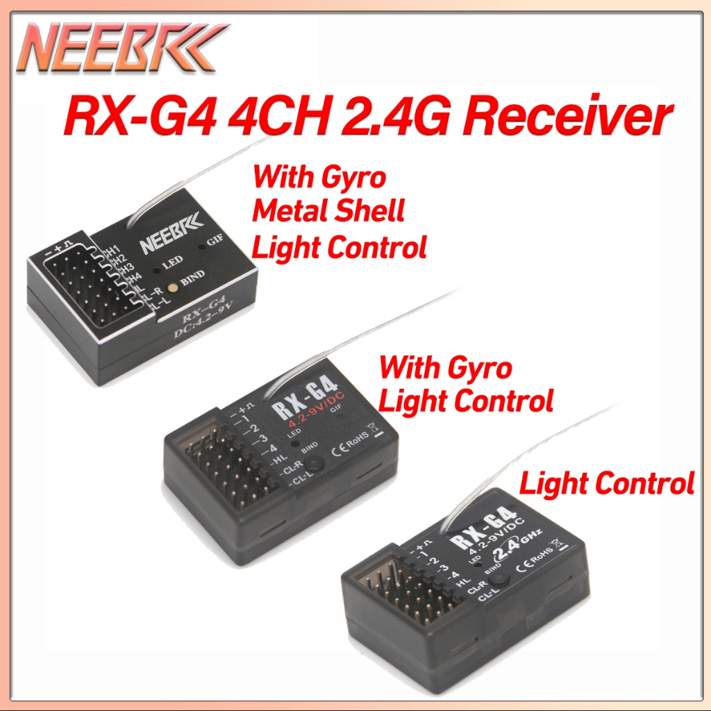 NEEBRC RX-G4 4CH 2.4G ตัวรับสัญญาณควบคุมแสง Gyro โลหะ/พลาสติกสําหรับ RC รถ Crawler MN78 MN99S MN82 M