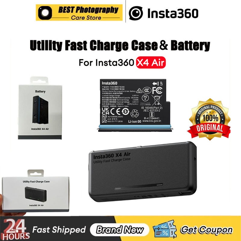 【🇹🇭 กรุงเทพฯ】Original Insta360 X4 Air ชาร์จกล่อง + แบตเตอรี่เดิม (2010mAh) สําหรับInsta360 X4 Airกล้องอุปกรณ์เสริม