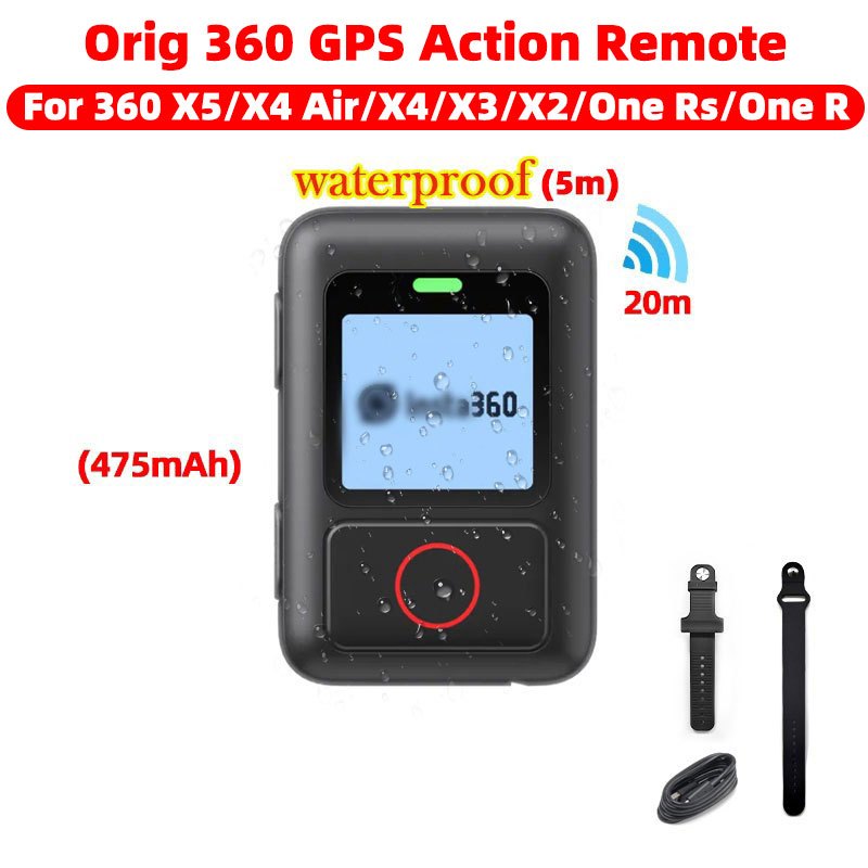 Orig กล้องแอคชั่นแคมเมรา GPS รีโมทคอนโทรลกันน้ำสำหรับ 360 X5/X4/X4 Air/X3/X2/ONE RS /ONE R กล้องสำหรับ Panoramaram Ace Pro 2/Ace Pro/Ace One X2/Go3S อุปกรณ์เสริมสำหรับกล้อง