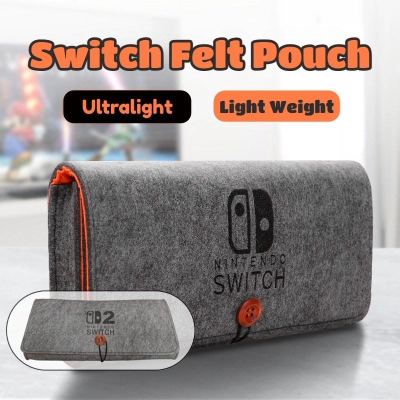 Felt กระเป๋าเก็บของสําหรับ Nintendo Switch 1/2/OLED/Lite - กระเป๋าพกพาพร้อมช่องเสียบตลับเกม 4/5 สําหรับสวิตช์ 1/2/OLED/Lite ของขวญัปีใหมใ่ห้เพอื่นรว่มงาน ของขวญั ปีใหม