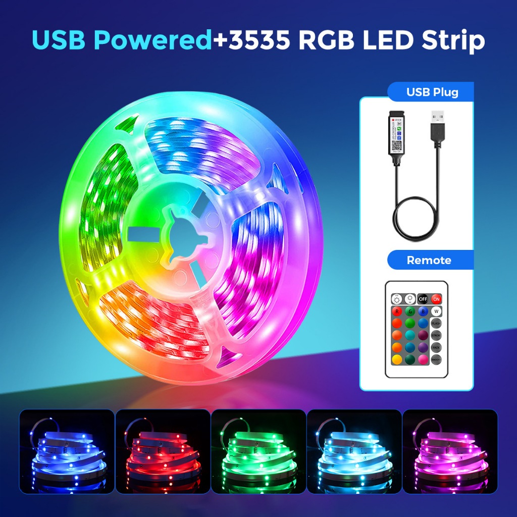 RGB Music Sync LED Strip 5V USB, สมาร์ทบลูทูธ APP ควบคุม Self-Adhesive, Gaming บรรยากาศเปลี่ยนสีแถบไ