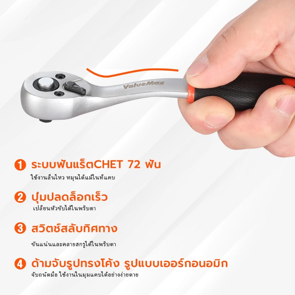 ชุดเครื่องมือ 1/4 นิ้ว 46 ชิ้น ซ็อกเก็ต ประแจ กล่องเก็บ thumbnail 5