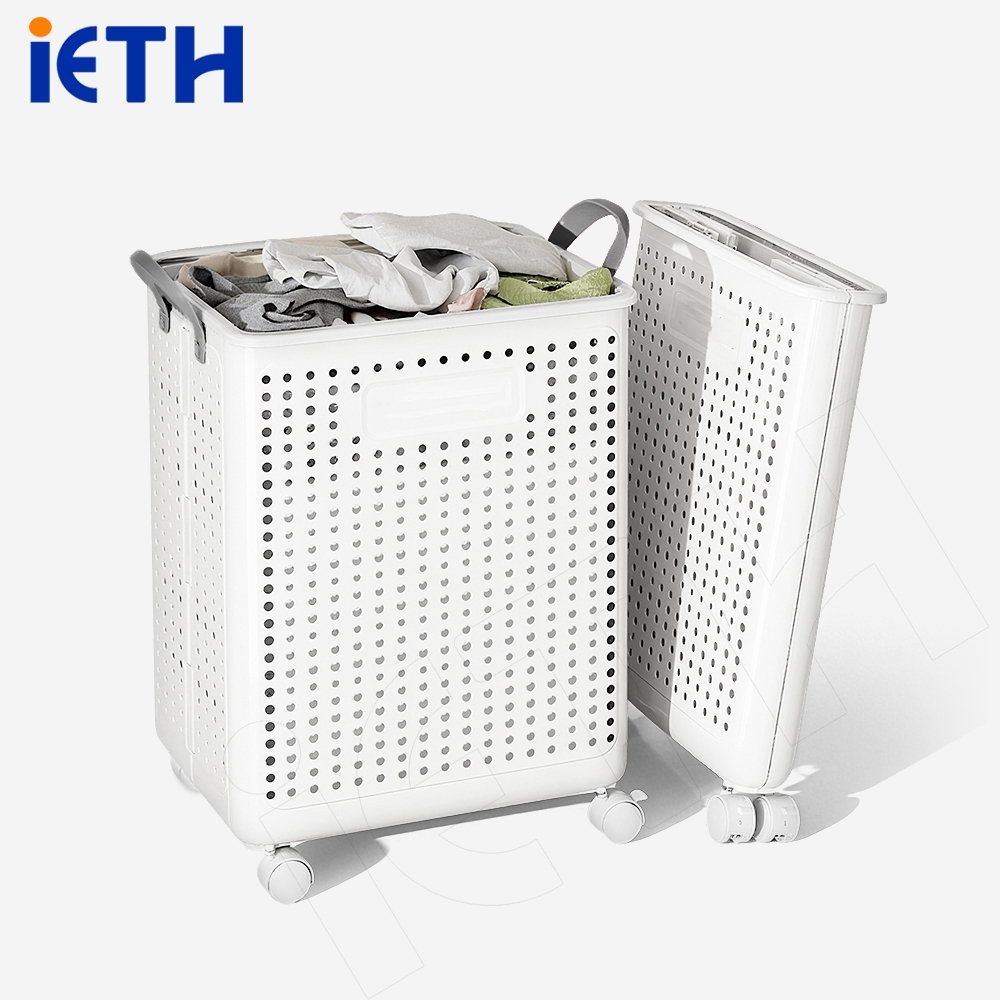 iETH ตะกร้าผ้าสกปรก มีล้อ พับเก็บได้ สะดวกสุดๆ ประหยัดพื้นที่ ล้อเคลื่อนย้ายง่าย ใช้ในหอพัก คอนโด บ้าน จัดส่งฟรี