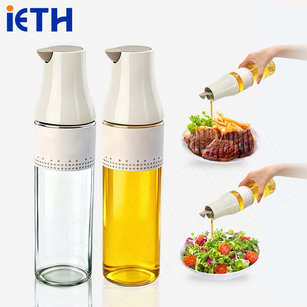 iETH ขวดสย์น้ำมัน 500ml ฝาพลิกอัตโนมัติ กันหยด กันรั่ว ใช้กับน้ำมัน ซอส และน้ำส้มสายชู วัสดุแก้วคุณภาพ ปลอดภัย ส่งฟรี