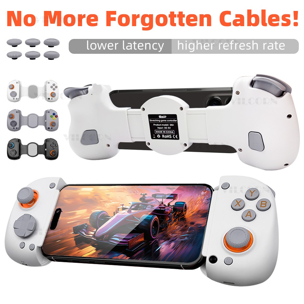 2025 ใหม่ D8+ ไร้สายและสายยืดตัวควบคุมเกมมือถือจอยสติ๊กบลูทูธสําหรับ iOS/Android/สวิตช์/PS Gamepad พ