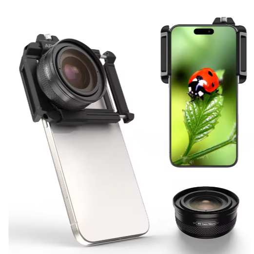 APEXEL HD Zoom Macro Lens Kit เลนส์โทรศัพท์สากล 10-20X, รองรับการถ่ายภาพมาโครตาพร้อมคลิปยืดสากลสําหร