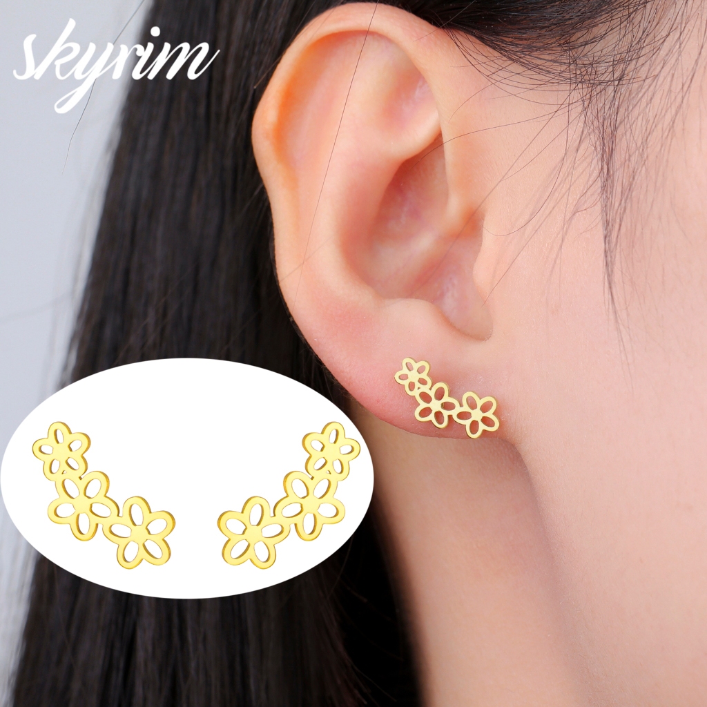 สกายริส ต่างหูสตั๊ดดอกไม้แฟชั่นสําหรับเด็กผู้หญิงที่ไวต่อหู เสน่ห์ เครื่องประดับของขวัญ