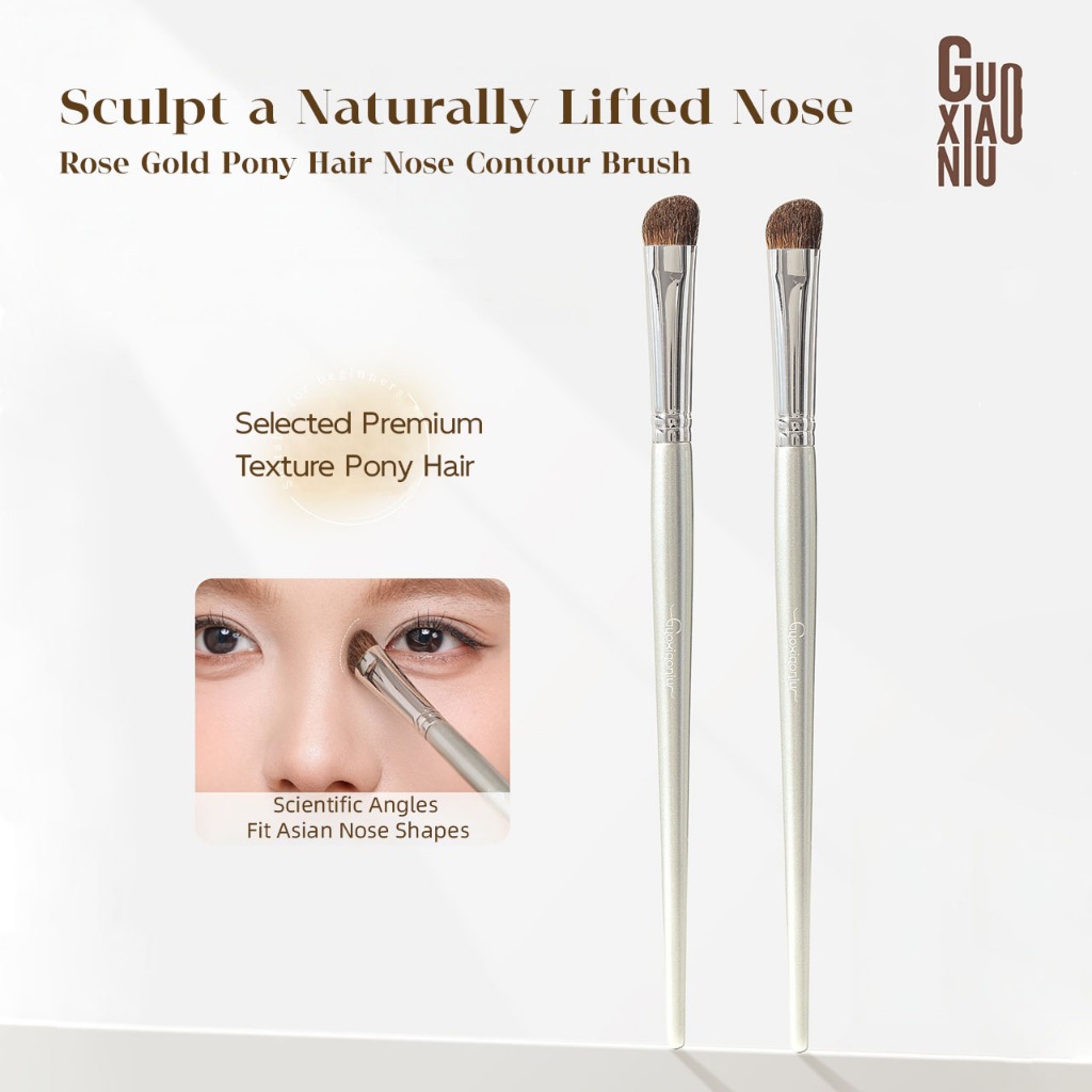 GUOXIAONIU แปรงคอนทัวร์แบบมุมเอียง ขนม้า แปรงแต่งเงาจมูก สำหรับคอนทัวร์ ไฮไลท์ และเบลนด์ได้เนียนลื่นธรรมชาติ