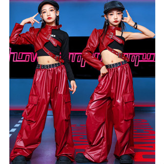 เด็กผู้หญิง  เสื้อครอป ชุดเต้นแจ๊ส ชุดโคฟเวอร์  hip hop ชุดเ…