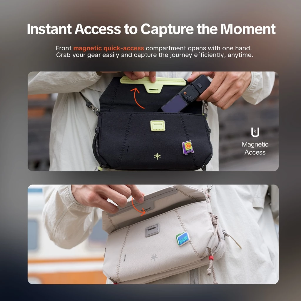 PGYTECH OneGo Pocket Sling -- กระเป๋าสะพายสําหรับกล้อง Pocket/Action,สมาร์ทโฟนแม่เหล็กQuick-accessน้ําหนักเบาสบายแบบพกพาTagPortซิปกันน้ําYKK thumbnail 5