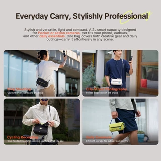PGYTECH OneGo Pocket Sling -- กระเป๋าสะพายสําหรับกล้อง Pocket/Action,สมาร์ทโฟนแม่เหล็กQuick-accessน้ําหนักเบาสบายแบบพกพาTagPortซิปกันน้ําYKK