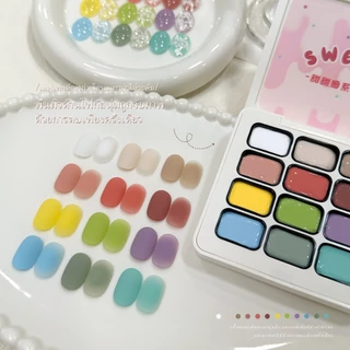 MORDDA - ชุดยาทาเล็บเจลสีชมพูพีช 12 สี สามารถแตะเบาๆ แล้วเกลี่ยให้กลบสีพื้นของเล็บได้