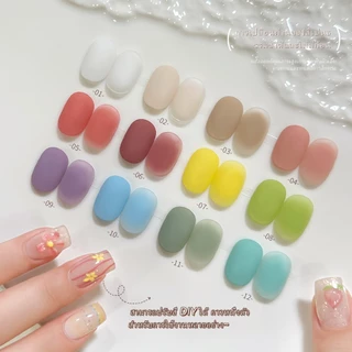 MORDDA - ชุดยาทาเล็บเจลสีชมพูพีช 12 สี สามารถแตะเบาๆ แล้วเกลี่ยให้กลบสีพื้นของเล็บได้