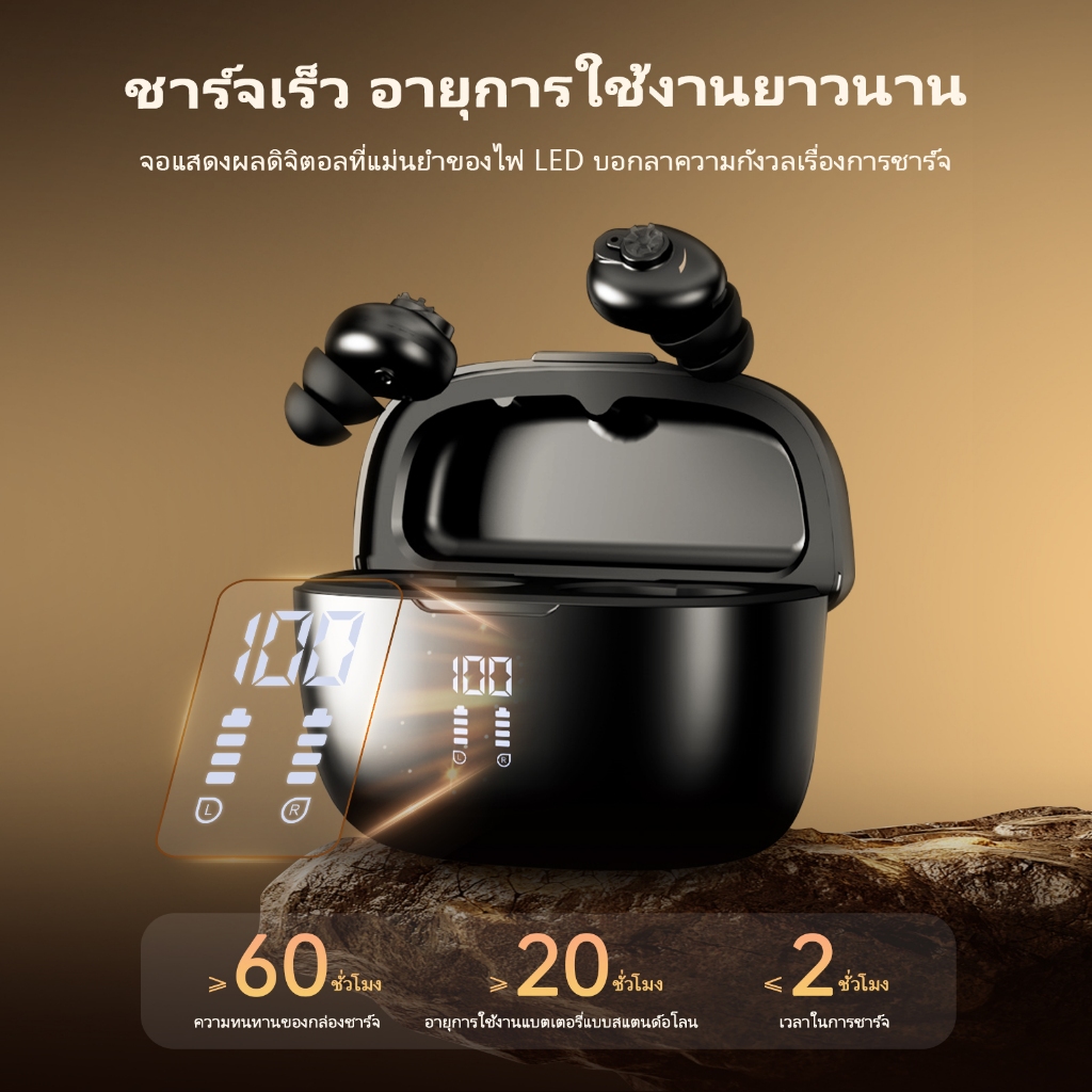 BRTZGO เครื่องช่วยฟังเครื่องขยายเสียงดิจิตอลแบบชาร์จไฟได้ Mini In ear ที่มองไม่เห็นสบายพร้อมเคสชาร์จแบบพกพาลดเสียงรบกวน VHP-1621 ชุดสอง