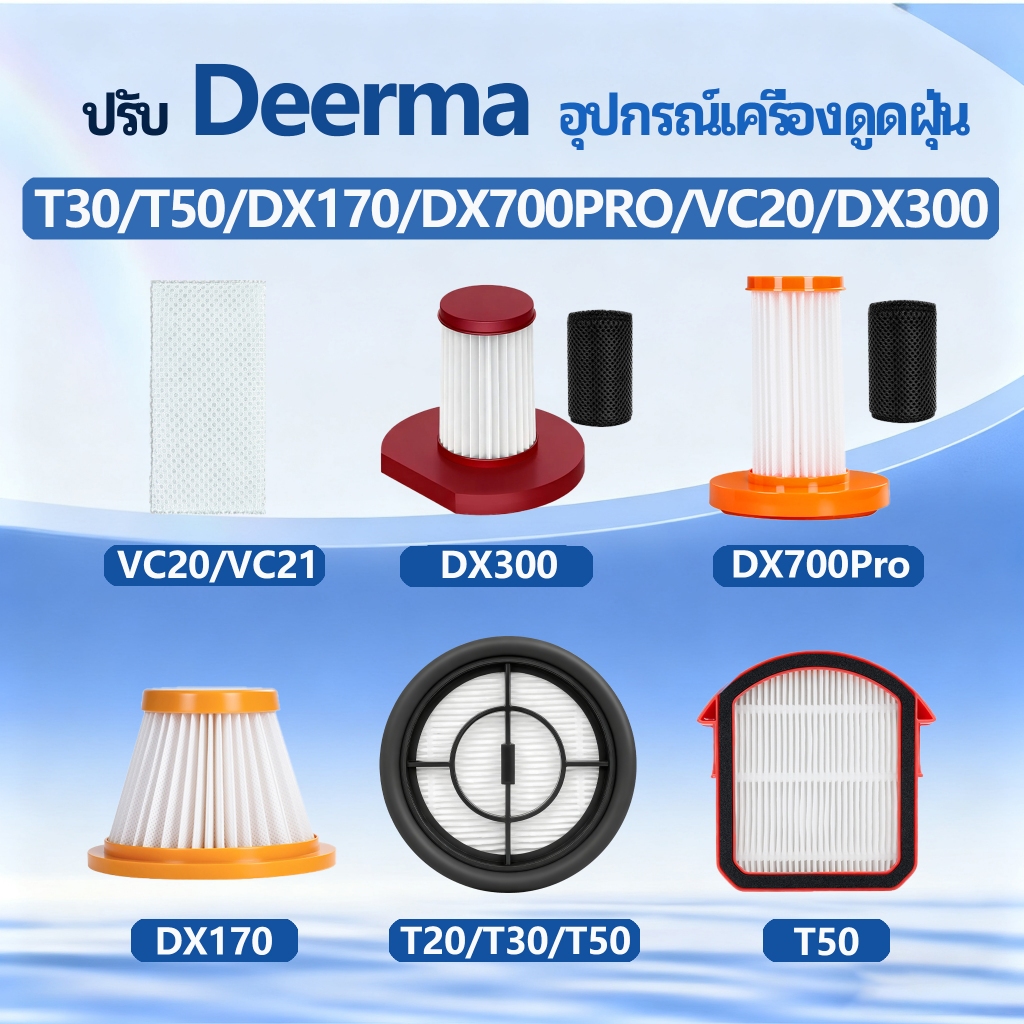 เปลี่ยนไส้กรองเครื่องดูดฝุ่น,ใช้งานร่วมกับ Deerma VC10/T30/T50/DX170/DX700PRO/VC20/DX300 หุ่นยนต์เคร