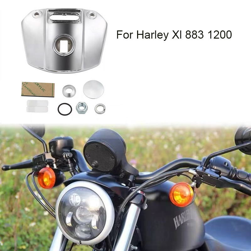 เหมาะสําหรับ Harley Xl 883 1200 รถจักรยานยนต์ดัดแปลงไฟฟ้าไฟหน้าวงเล็บป้องกันฝุ่นโคมไฟคิ้ว Sportsman Series