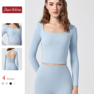 เสื้อวิ่งแขนยาวสำหรับผู้หญิง มีตาข่ายและเบาะหน้าอก ออกแบบมาเ…