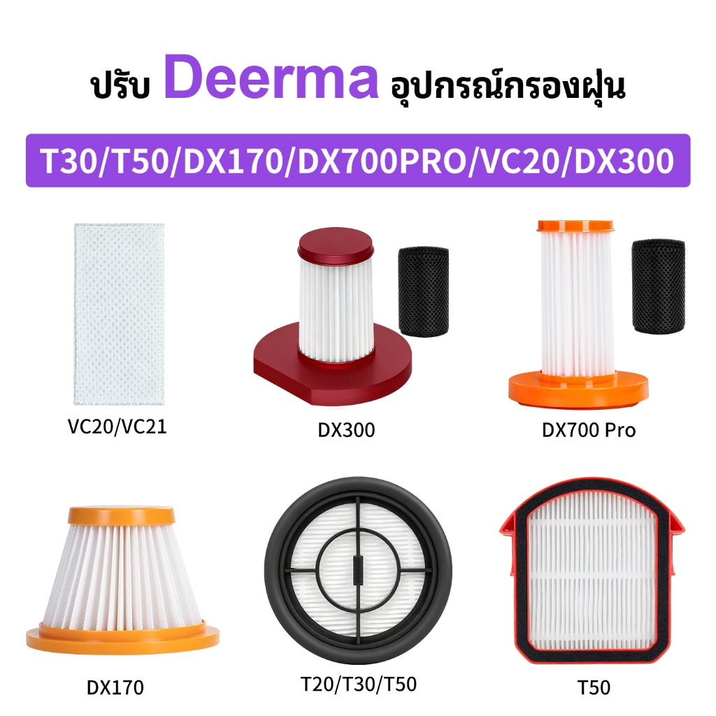 อะไหล่ทดแทนสําหรับ Deerma VC10/T30/T50/DX170/DX700PRO/VC20/DX300 หุ่นยนต์เครื่องดูดฝุ่นตลับหมึกอุปกร