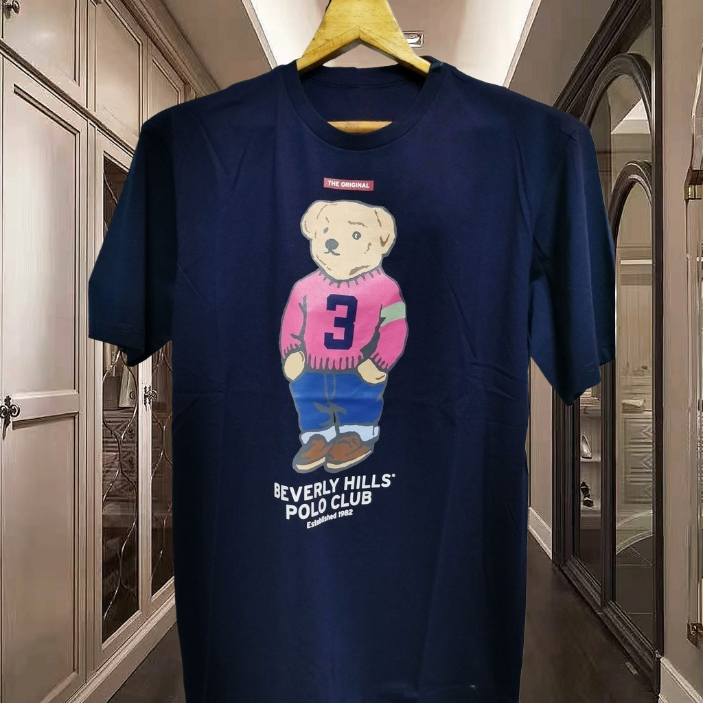 เสื้อยืดคอกลมผ้าฝ้ายพิมพ์ลาย Beverly Hills Polo Club Bear S-5XL