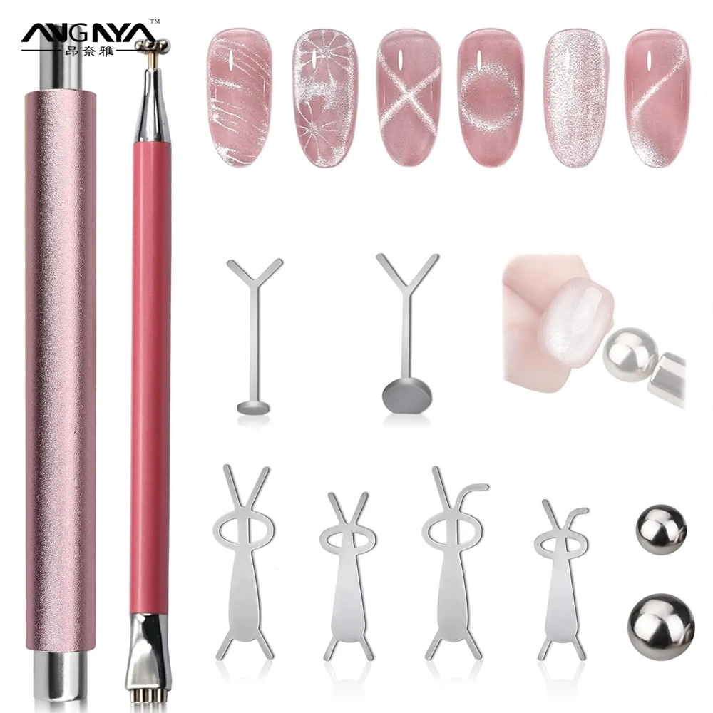 ANGNYA 10 ชิ้น Double-Head เล็บ Cat Eye Strong Magnet Kit กระต่ายดอกไม้เล็บปากกาแม่เหล็กสําหรับเจลขัดเล็บ DIY Salon เครื่องมือ ราคาถูก Shopee Lazada
