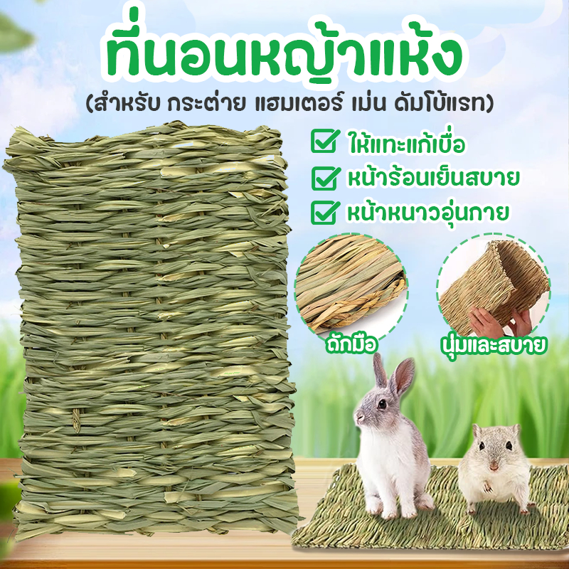 ที่นอนหญ้าแห้ง เสื่อหญ้ากระต่าย🐰🐹รองพื้นกรงกินได้ สำหรับ กระต่าย หนูตะเภา แฮมเตอร์ เม่น ดัมโบ้แรท