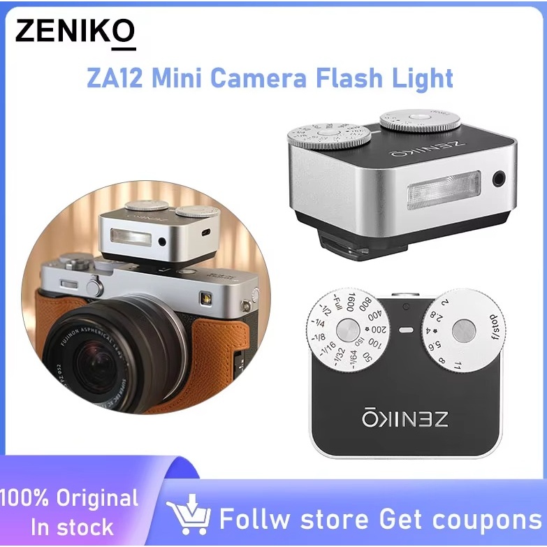 ZENIKO ZA12 Mini Camera Flash Light Dual Dial Retro ชาร์จ Speedlite สําหรับกล้องการถ่ายภาพ DSLR