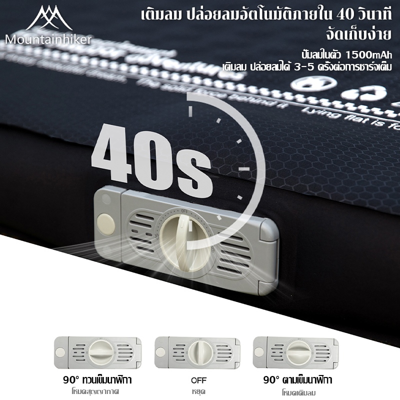 พร้อมส่ง ระบบพองลมอัตโนมัติ Mountainhiker ที่นอนพองลมอัตโนมัติ เบาะรองนอน พร้อมปั๊มในตัว หนา10ซม - รูปที่ 2
