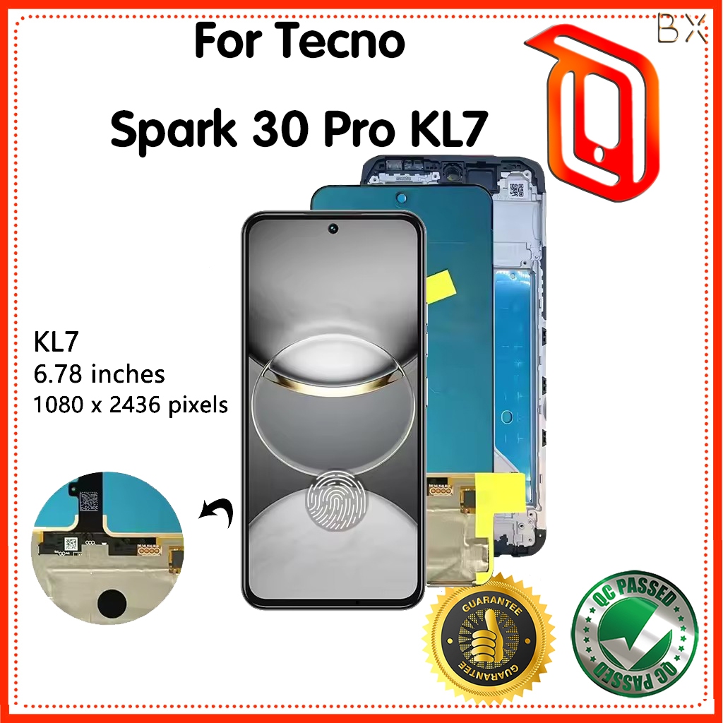 AMOLED สําหรับ Tecno Spark 30 Pro KL7 จอแสดงผล LCD Touch Screen Digitizer Assembly