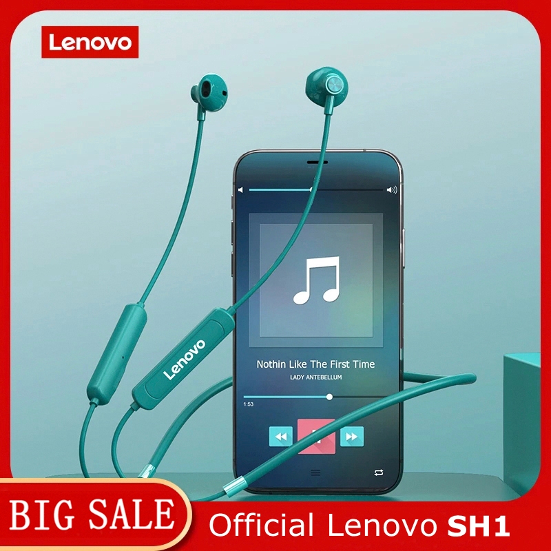 Lenovo SH1 ชุดหูฟังบลูทูธ IPX5 หูฟังกีฬากันน้ําแม่เหล็กหูฟังไร้สายแบบคล้องคอ ios Android พร้อมไมโครโ