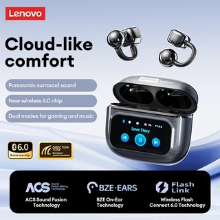 Lenovo RS107 หูฟังบลูทูธแบบหนีบหู และ หูฟังไร้สาย Ear Clip พร้อม เคสหน้าจอ Smart Screen และ ระบบเสียง Directional Sound plus เล่นเกมความหน่วงต่ำ