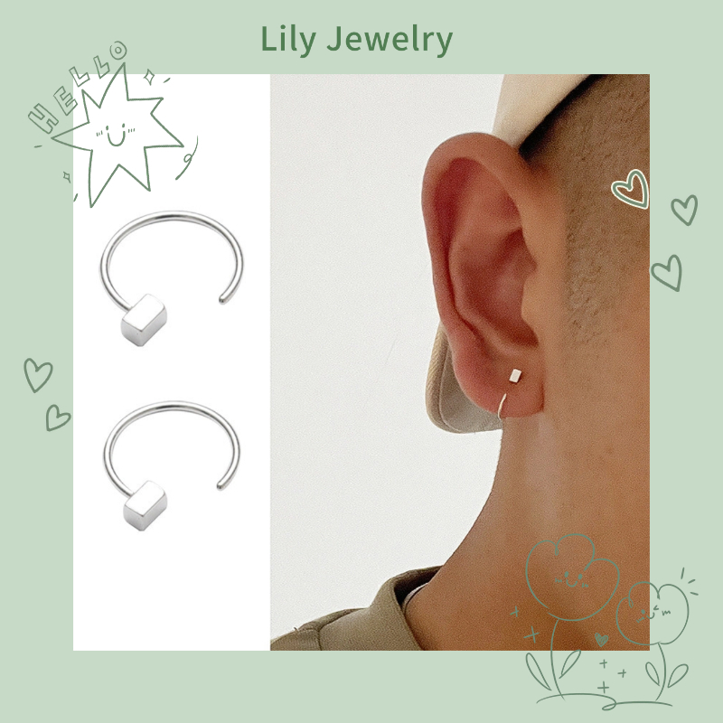 Minimalist All-Match Square Ear Hooks ต่างหูสี่เหลี่ยมเล็กสำหรับผู้ชาย