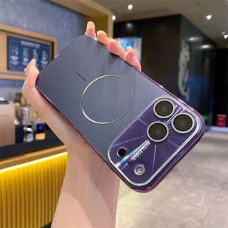 ซิลิโคนดึงดูดแม่เหล็กเคสโทรศัพท์เข้ากันได้สําหรับiphone11 14promax 15promax 16pro 13promax 15proกันกระแทกฝาครอบกรอบElectroplatedปลอก