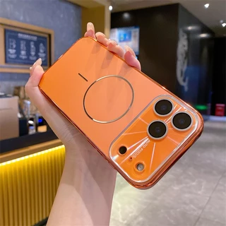 ซิลิโคนดึงดูดแม่เหล็กเคสโทรศัพท์เข้ากันได้สําหรับiphone11 14promax 15promax 16pro 13promax 15proกันกระแทกฝาครอบกรอบElectroplatedปลอก