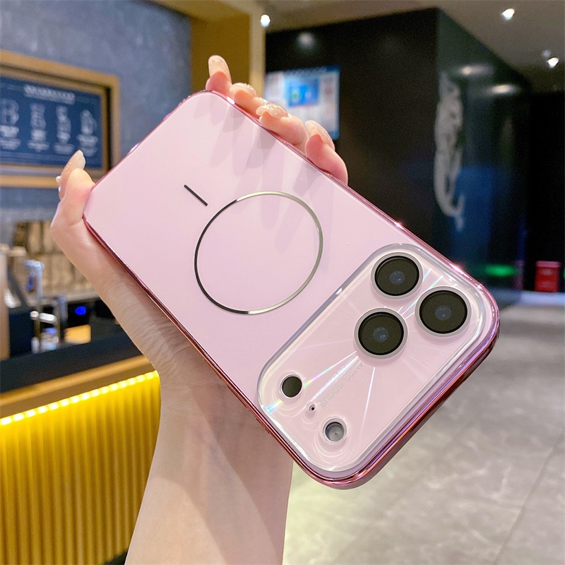 ซิลิโคนดึงดูดแม่เหล็กเคสโทรศัพท์เข้ากันได้สําหรับiphone11 14promax 15promax 16pro 13promax 15proกันกระแทกฝาครอบกรอบElectroplatedปลอก
