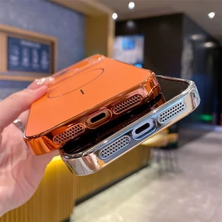 ซิลิโคนดึงดูดแม่เหล็กเคสโทรศัพท์เข้ากันได้สําหรับiphone11 14promax 15promax 16pro 13promax 15proกันกระแทกฝาครอบกรอบElectroplatedปลอก