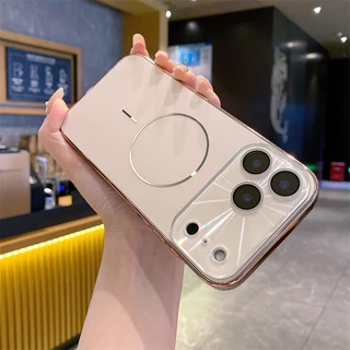 ซิลิโคนดึงดูดแม่เหล็กเคสโทรศัพท์เข้ากันได้สําหรับiphone11 14promax 15promax 16pro 13promax 15proกันกระแทกฝาครอบกรอบElectroplatedปลอก