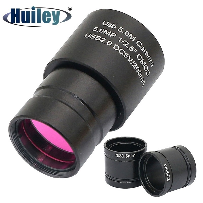 กล้อง USB สําหรับกล้องจุลทรรศน์ 2MP หรือ 5MP HD CMOS Digital Eyepiece พร้อมอะแดปเตอร์แหวนขนาด 30 มม.และ 30.5 มม. การบันทึกภาพ