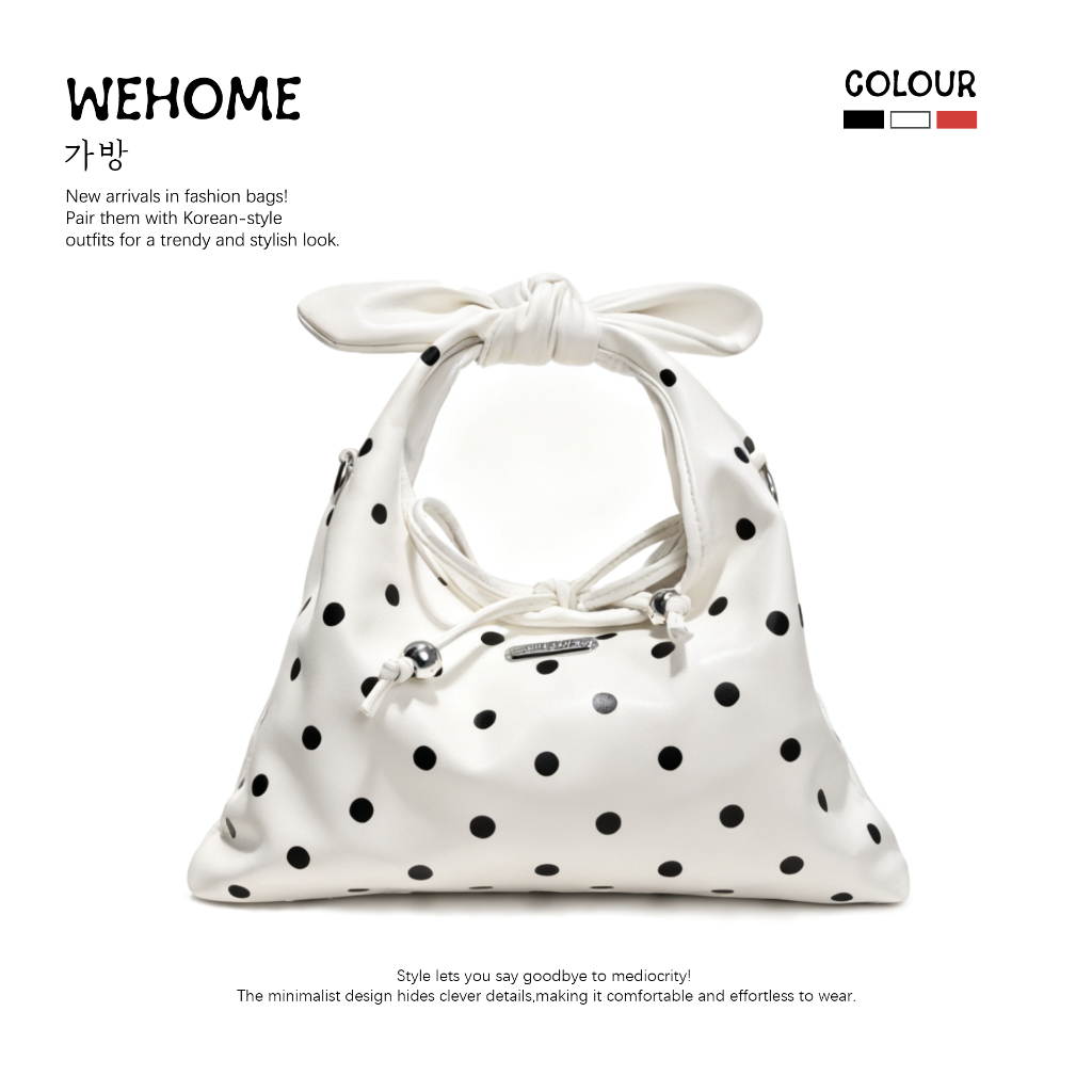【🚚ส่งสินค้าพร้อมส่ง】WEHOME Nina Bag ins สไตล์หวาน เป้เป้สไตล์สาวๆ ลายจุด กระเป๋าถือ กระเป๋าสะพายข้าง