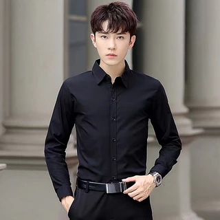 เสื้อเชิ้ตแขนยาวสีพื้น สไตล์ลำลอง เสื้อแต่งตัวประจำวัน ผ้านุ่ม