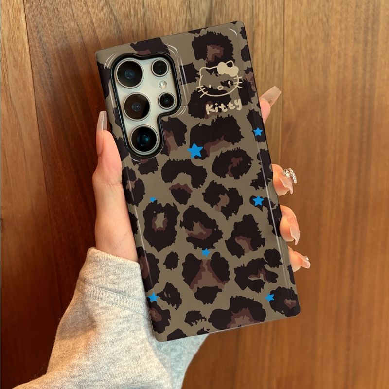 เคสป้องกันแบบสองในหนึ่งเดียวพิมพ์ลายเสือดาวเหมาะสําหรับ Samsung su22u s23 plus s23FE s24 s25 plus A5
