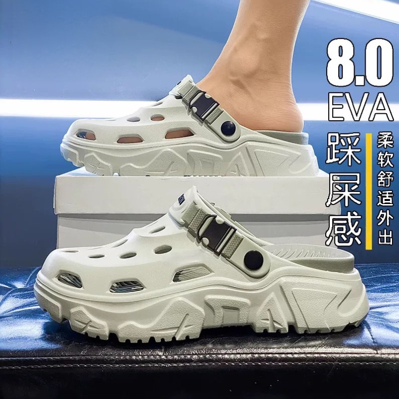 รองเท้าแตะผู้ชายฤดูร้อนกลางแจ้ง Flip-Flops: กันลื่น, ทนกลิ่น, รองเท้าแตะนิ้วเท้าปกคลุมสําหรับกีฬาและชายหาดใช้กับพื้นหนาและเพิ่มความสูง